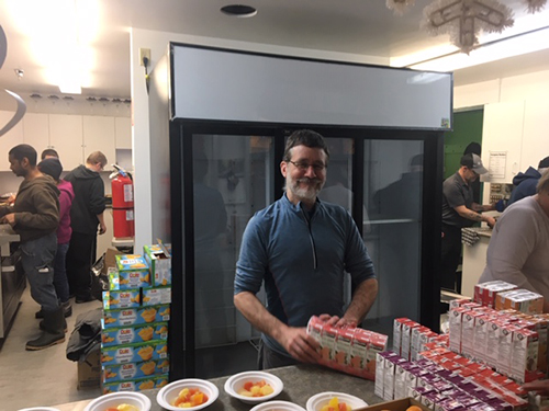 Martin Léger volunteering at the pancake breakfast